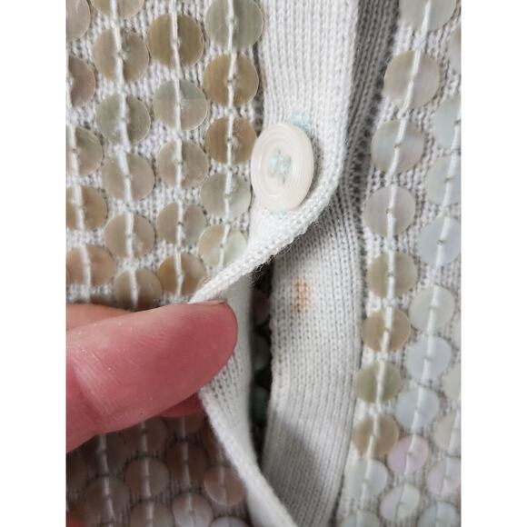 Vintage Anne Klein II Sequin Wool Knit Cardigan & Top Set Small Sage Green - Picture 12 of 12